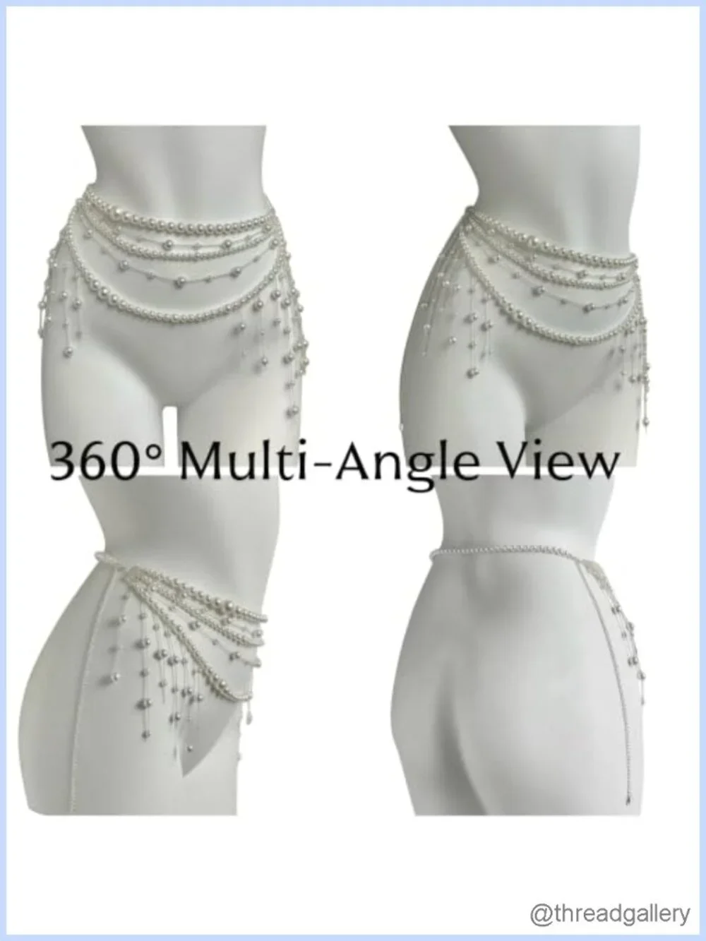 Pearl Tassel Waist Chain Multi-Layer Body Jewelry Adjustable 32in